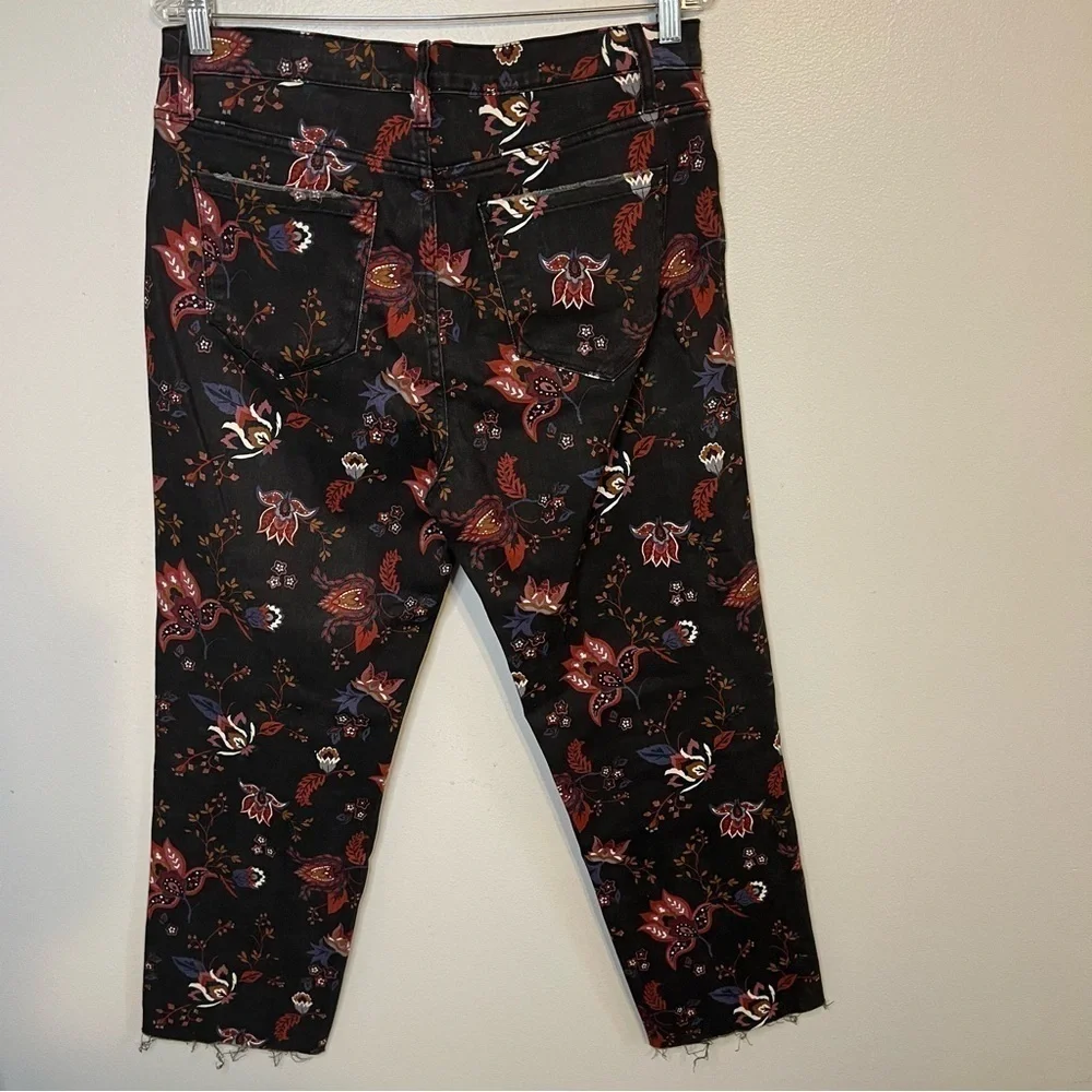 Kensie Vintage Luxe Denim Floral Distressed Jeans Womens Sz 12 | 31 Slim Raw Hem - Picture 8 of 8